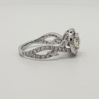 Round halo marquise engagement ring